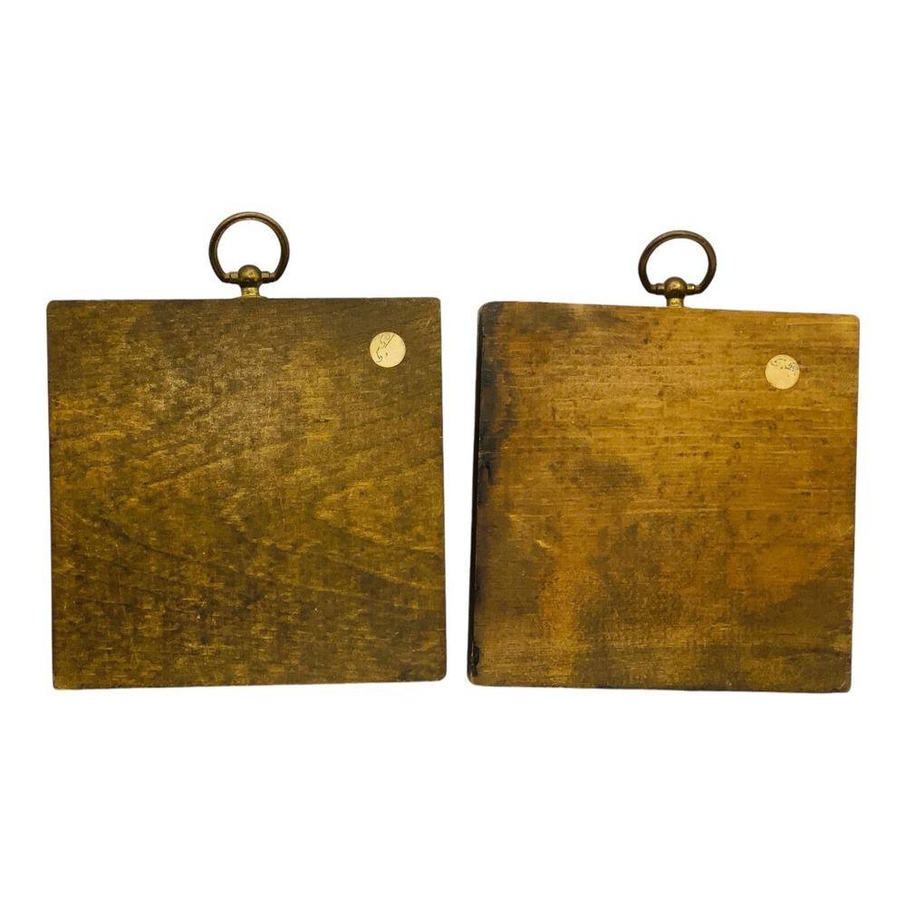 Pair Of Vintage Jerry Schultz Wood w/Ceramic Tile Butterfly Wall Hanging Trivets - Picture 4 of 6
